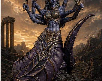 Archivo STL de Chica Demonio, Figura Femenina de Fantasía para Impresión 3D, Estatua de Fantasía Oscura