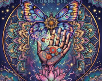Libro para colorear de brujas / Mandala celestial y arte astrológico del sol, la luna y las estrellas / Regalo bohemio místico para adultos
