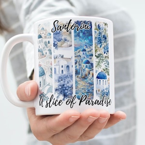 Santorini Mug: Greek Island Ceramic Coffee Cup, Travel Souvenir