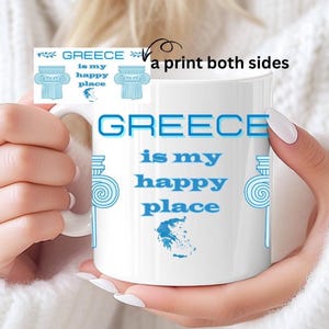 Greece Map Mug: Vibrant Ancient Statue Design - Gift for Greece Lovers