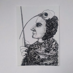 Hermes postcard | Mercury postcard | Greek god art | Greek mythology | Original drawing | Hand drawn | Hermes print