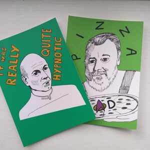 Two pack Star Trek postcards | Picard postcard | Riker postcard