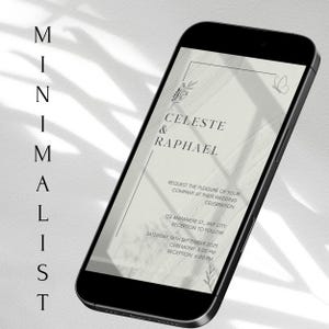 Invitation de Mariage Numérique Végétation, Invitation Géométrique de Mariage, Carte d'Invitation Électronique, Smartphone