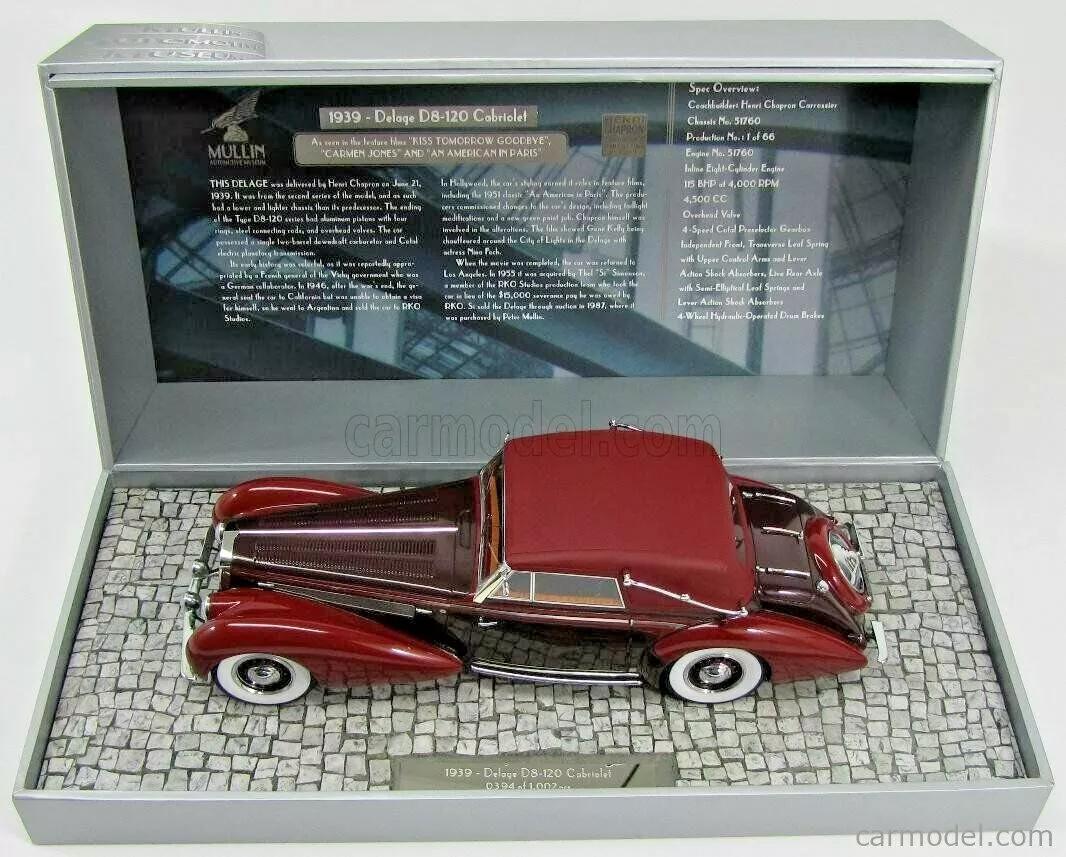 1:18 MINICHAMPS Delage D8 120 Cabriolet 1939 Limited Edition