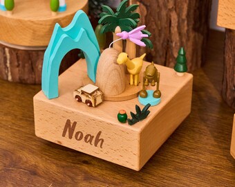 Caja de música de madera personalizada con nombre, juguete para bebé, regalo para recién nacido, regalo de Navidad, decoración para habitación infantil, regalo de cumpleaños para niños