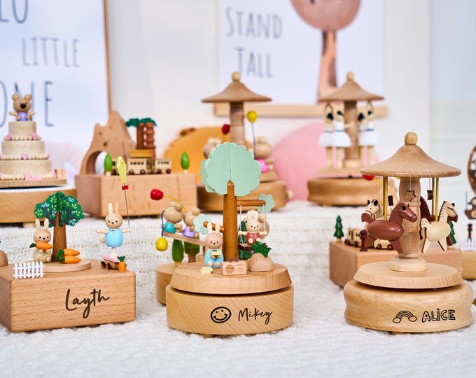 Music Box for Kids,Personalised Wooden Music Box,Engraved Name Music Box, Baby Shower Gift,Nursery Decor, Gift for Kid, Newborn Gift