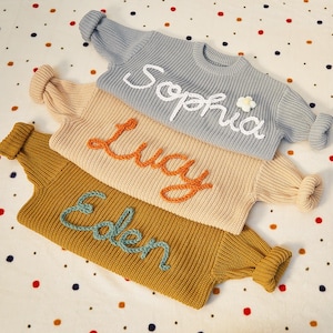 Custom baby name sweaters,Toddler Sweater with Name， birthday gifts, Embroidered Newborn Sweater, knitted sweaters, children&#39;s gifts,