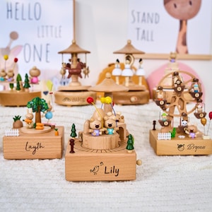 Personalised Wooden Musical Box,Newborn Gifts,Baby Shower Gift,Engraved Name Music Box, Baby Shower Gift,Nursery Decor，Christmas