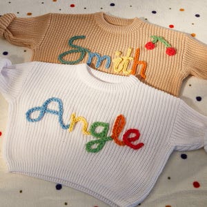 Custom Baby Name Sweater,Baby Knit Sweater,Embroidered Baby Sweatshirt,Kids Jumper，Baby Shower Gifts