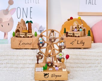 Music Box for Kids,Personalised Wooden Music Box,Engraved Name Music Box, Baby Shower Gift,Nursery Decor, Gift for Kid, Newborn Gift