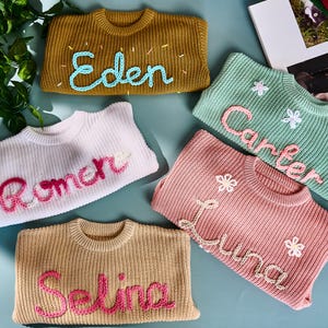 Personalized Baby Name Sweater, Custom Baby Sweater with Name, Embroidered Children Sweatshirt, Knit Sweater Toddler,  Customized Baby Gifts