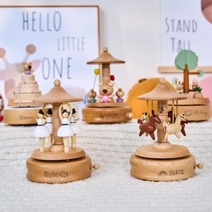 Custom Kids Name Music Box，Personalized Wooden Music Box,Baby Shower Gift, Birthday Gift for Kid, Newborn Gift, Nursery Decor