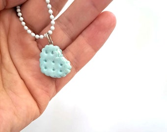 Pastel Heart Cookie Necklace, Cookie Pendant, Food Necklace, Cute Necklace, Food Jewelry, Polymer Clay, kids jewelry, girls necklace