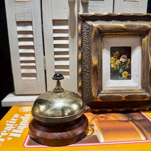 Vintage Brass & Wood Bombay Desktop Bell