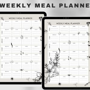 Weekly Meal Planner Printable - Meal Planning Calendar, Grocery List, Digital Planner for Healthy Eating, Meal Prep Organizer, Menu Planner