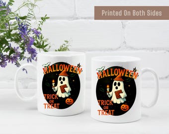 Halloween Ghost Mug, Cute Spooky Coffee Cup For Fall,Trick Or Treat Mug, Cottagecore Ghost Lover Gift, Halloween Coffee Mug For Autumn Vibes