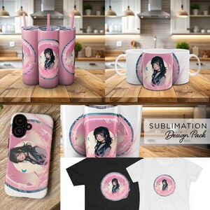 Cute Anime Sublimation PNG Pack - Kawaii Set of 5 designs - Digital Download