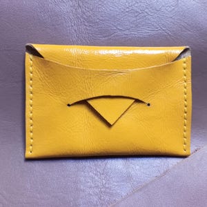 Carteira de couro Haddmade, carteira para cartões, mini bolsa amarela, porta-moedas de couro, porta-dinheiro fino, presente para ela, mini bolsa, mini porta-cartões