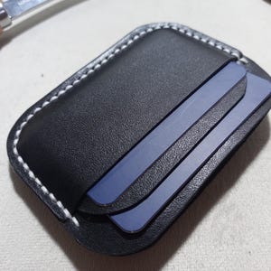 Cuir véritable, porte-cartes fin en cuir de vachette, porte-cartes en cuir minimaliste, cadeau pour lui, portefeuille en cuir noir fait main, porte-cartes de voyage