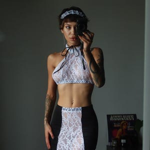 French Maid Lingerie Set Provocative Parlour Ensemble Lace Bra Versatile Skirt Headband Sexy Maid Costume Women Sensual Intimate Apparel