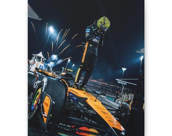 Célébration en larmes de Lando Norris 2025 WDC | Toile tendue mate