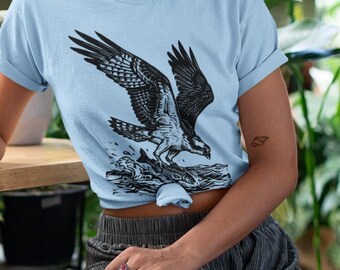 Osprey Linocut Unisex T-shirt – Art Print for Nature and Bird Lovers