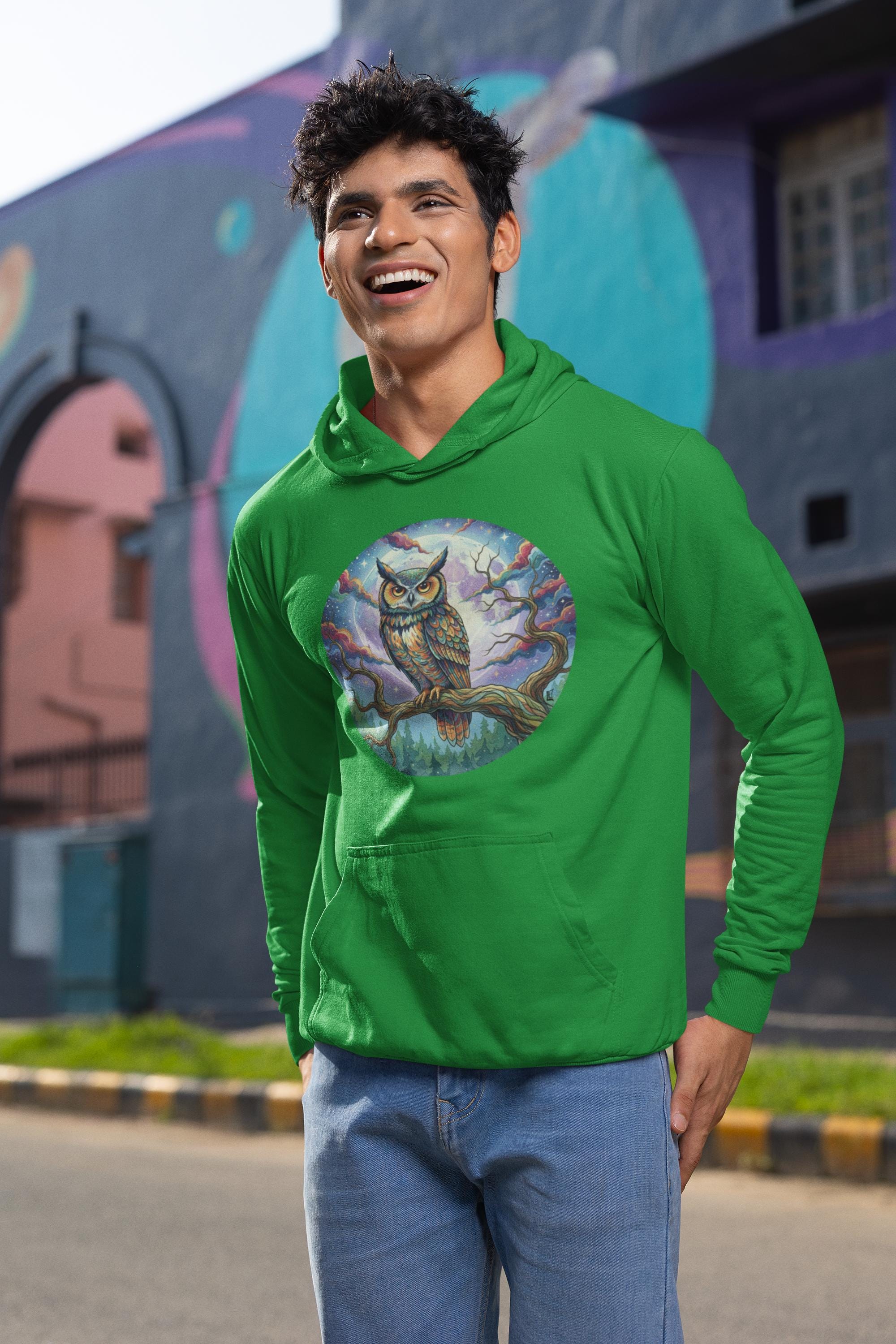 Sweat à Capuche Homme En Polaire - Imprimé Hibou Arctique, 100% Polyester Doux, Poche Kangourou, Pour Toutes Saisons - 9