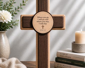 Personalized Scripture Cross – Handcrafted Wooden Christian Gift – Wedding & Marriage Collection