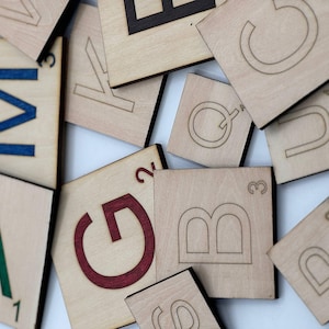 DIY Scrabble Wall Tile Kit, Custom Wooden Letter Tiles with Backtape, Personalized Alphabet Name Decor,  Paint Your Own Wall Letters