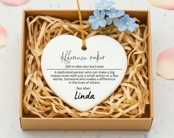 Personalized Difference Maker Ceramic Ornament, Mentor Thank You Gift