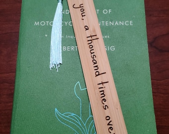 Laser Engraved Bamboo Bookmark with Tassel - Personalized Reader Gift