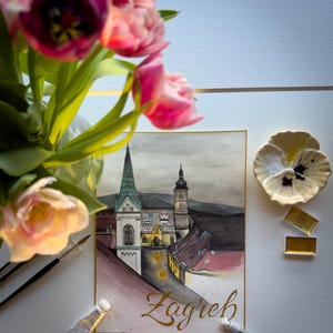 Custom Cityscape Watercolor Painting | Personalized City Landmark Art | A4 Size | Hometown, Travel Memory, Skyline