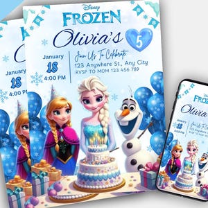 Frozen verjaardagsuitnodiging bewerkbare Frozen feest Elsa uitnodiging Winter sneeuw verjaardag afdrukbare bewerkbare Instant Download Canva-sjabloon
