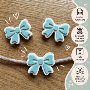 Bow Paracord Bead STL File | Cute 3D Print Digital Download | Commercial Licence | Keychain & Bag Charm Making