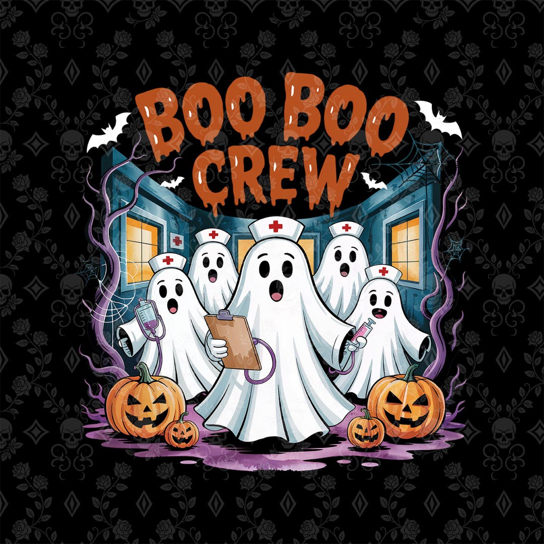 Hospital Boo Boo Boo Boo Crew Ghost Nurse PNG, Halloween Hospital Design (digital ...