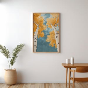 Japanese Birch Tree Print, Shin-hanga Ukiyo-e Woodblock Art Print, Japandi Decor Digital Download, Contemporary Boho Printable Wall Art image 6
