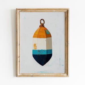 Lobster Buoy Painting, Coastal Art Digital Download, Vintage Buoy Art Print, Buoy Printable Wall Art, Fisherman Aesthetic, Beach House Decor