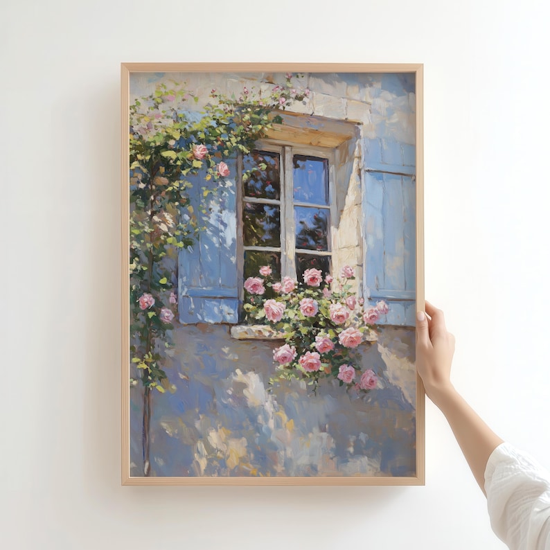Pink Rose Painting, French Cottage Decor, Vintage Floral Art Print ...