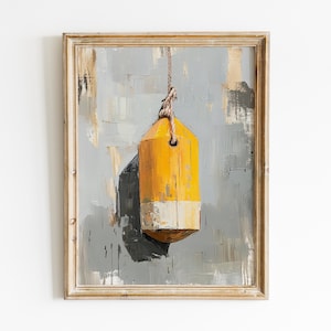 Lobster Buoy Painting, Coastal Art Digital Download, Vintage Buoy Art Print, Buoy Printable Wall Art, Fisherman Aesthetic, Beach House Decor