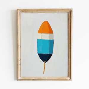 Lobster Buoy Painting, Coastal Art Digital Download, Vintage Buoy Art Print, Beach House Decor, Buoy Printable Wall Art, Fisherman Aesthetic