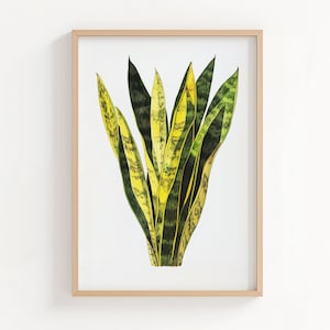 Sansevieria Botanical Art Print, Snake Plant Illustration, Tropical Houseplants Digital Download, Urban Jungle Decor, Printable Wall Art