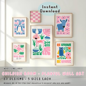 Retro Animal Prints: Playful Nursery Wall Art Bundle (Digital Download, 80 Pieces)