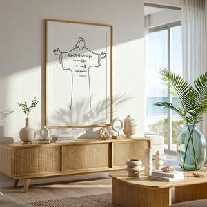 Korean Bible Verse Wall Art – Matthew 11:28 in Hangul, Jesus Line Art, Christian Korean Scripture Poster, Hangul Bible Verse, Korean version