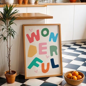 Playful Typography Print, Colorful Kids Room Wall Art, Digital Download