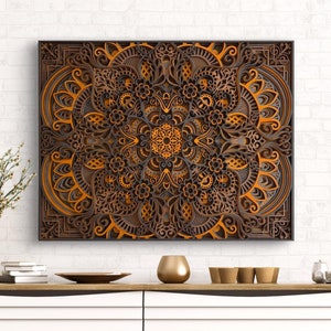 Handcrafted Wooden Mandala Wall Art: 3D Layered Boho Decor