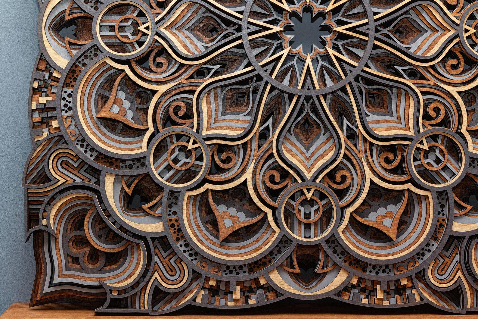3D Wood Cut Mandala Wall Art: Layered Oriental Decor - Etsy