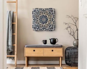 Houten muurkunst 3D-mandala: gelaagd boho-decor, 23,6"