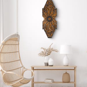 3D Mandala Wood Panel: Sacred Geometry Wall Art, Rustic Home Decor