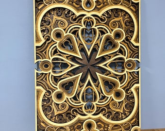 Handgemaakte houten mandala: 3D-lasergesneden boho-muurkunst