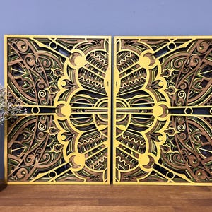 Sacred Geometry Wood Wall Art: 3D Mandala Panel, Rustic Boho Decor